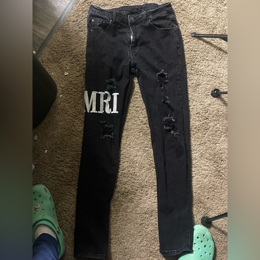 Black side leg amiri jeans